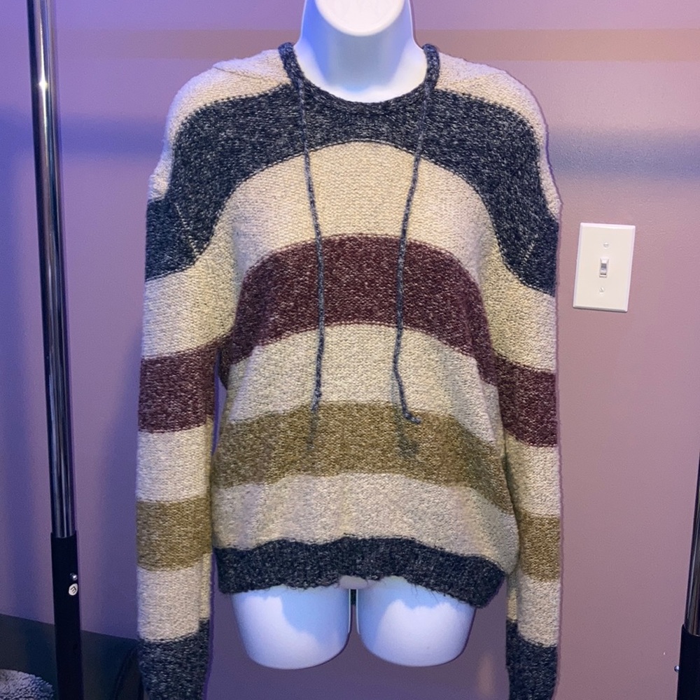 Forever 21 striped sweater knit hoodie